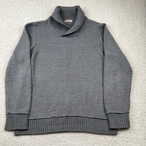 H2H Mens Shawl Collar Pullover Sweater Gray Size XL Ribbed Knit CMOSWL077